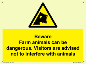 Beware Farm animals can be dangerous. Visitors are advised not to interfere with animals